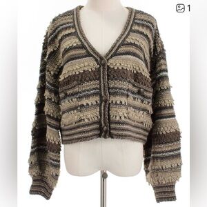 L’AGENCE “Harriet” cropped knit metallic cardigan sweater - size XS. Like new